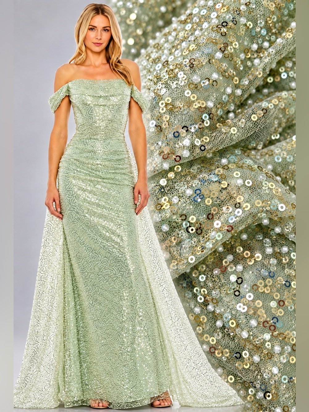 NWT Mac Duggal Embellished Sequin & Beaded Walk Through 20515 Gown 10